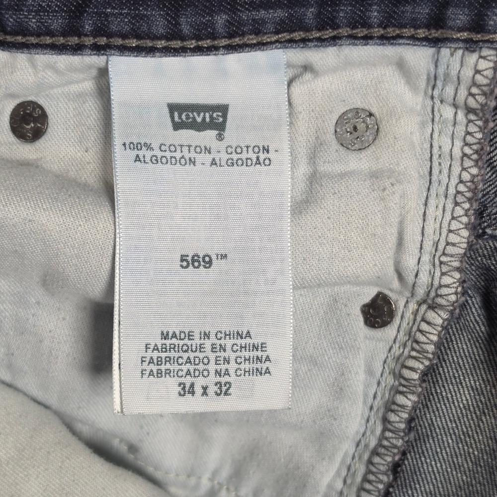 Levis 569 Jeans Mens 34x32 Loose Fit Baggy Indigo Wash Distressed Denim‎ - Picture 3 of 13